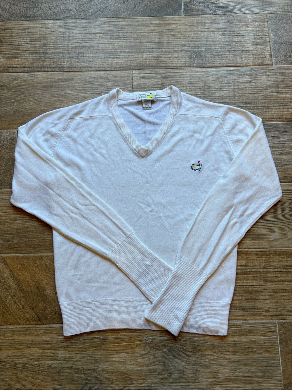 Vintage Augusta National Golf Shop V-Neck White Men’s Sweater, Size Large